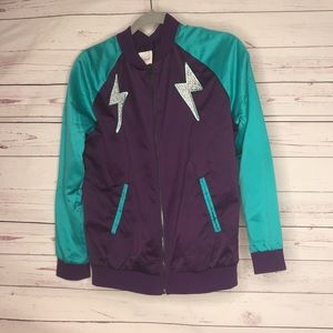 Bomber Jacket Girl size XL Fun Patches Colorful